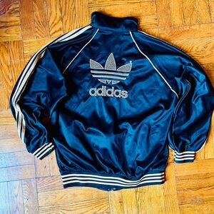 Adidas Black and Gold Logo Track Jacket